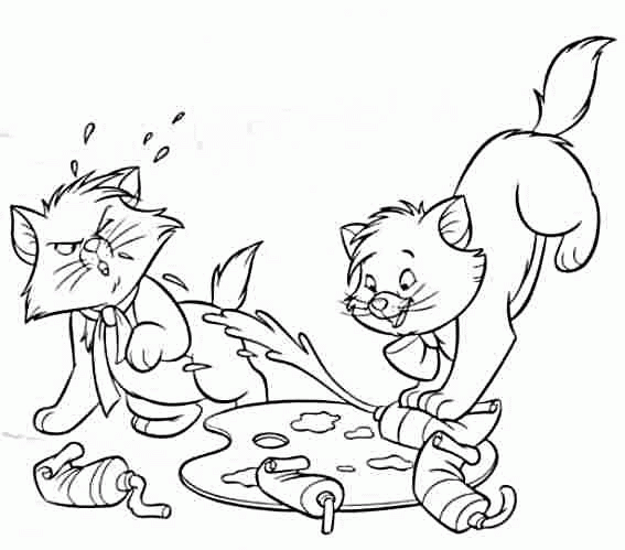 Kolorowanka Koty: Zabawne Sceny Malowania - Do Druku kolorowanka do druku